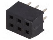 Connector: pin strips; socket; female; PIN: 6; straight; THT; 2mm CONNFLY