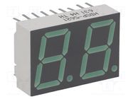 Display: LED; 7-segment; 14.22mm; 0.56"; No.char: 2; green; anode BROADCOM (AVAGO)