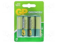 Battery: zinc-carbon; D; 1.5V; non-rechargeable; 2pcs; GREENCELL GP