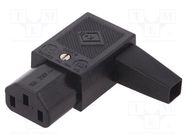 Connector: AC supply; plug; female; 10A; 250VAC; IEC 60320; C13 (F) 