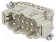 Connector: HDC; contact insert; male; Han E®; PIN: 10; 10+PE; 16A HARTING