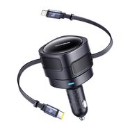 Baseus Enjoyment Max car charger with USB-C+Lightning cables 60W Black, Baseus