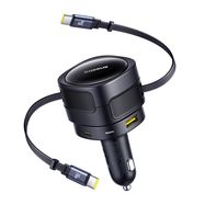 Baseus Enjoyment Max car charger with USB-C+USB-C cables and USB-A+USB-C ports 90W Black, Baseus
