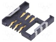 Connector: for cards; SIM; without ejector; SMT; gold flash; PIN: 6 ATTEND