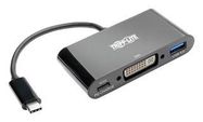 USB-C TO DVI ADAPTER W/ USB-A & PD, BLK