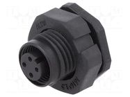 Connector: M12; socket; PIN: 4; female; 250V; IP68; THT; plastic; 4A AMPHENOL LTW