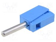 Connector: 4mm banana; plug; 20A; 42V; blue; non-insulated; 40mm WAGO