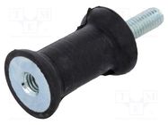 Vibration damper; M6; Ø: 20mm; rubber; L: 30mm; Thread len: 18mm ELESA+GANTER