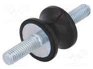 Vibration damper; M6; Ø: 20mm; rubber; L: 15mm; Thread len: 18mm ELESA+GANTER