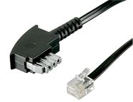 TAE-N Cable 4-Pin, 10 m, black - copper-clad aluminium wire (CCA), TAE-N-male > RJ11/RJ14 male (6P4C)