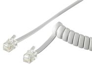 Phone Handset Spiral Cable, 2 m, white - copper-clad aluminium wire (CCA), RJ10 male (4P4C) > RJ10 male (4P4C)