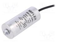 Capacitor: polypropylene; motors, run; 30uF; 425VAC; Ø45x105mm MIFLEX