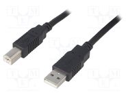 Cable; USB 2.0; USB A plug,USB B plug; 1.8m; black; Core: CCA BQ CABLE