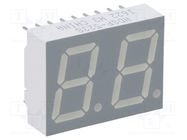 Display: LED; 7-segment; 14.22mm; 0.56"; No.char: 2; green; cathode BROADCOM (AVAGO)