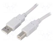 Cable; USB 2.0; USB A plug,USB B plug; 1.8m; grey; CCA BQ CABLE