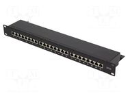 Connector: RJ45; patch panel; Cat: 6a; rack; black; Height: 1U LOGILINK