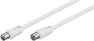 Antenna Cable (80 dB), Double Shielded, 2.5 m, white - coaxial plug > coaxial socket (fully shielded)