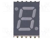 Display: LED; 7-segment; 7mm; 0.28"; No.char: 1; green; 30mcd; SMD OPTO Plus LED