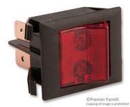 SWITCH, ROCKER, DPST, 15A, 250V, RED