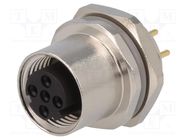 Connector: M12; socket; PIN: 4; female; D code-Ethernet; THT; IP67 TE Connectivity