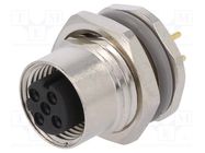 Connector: M12; socket; PIN: 4; female; D code-Ethernet; THT; IP67 TE Connectivity