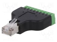 Adapter; PIN: 8; shielded; terminal block,RJ45 plug LOGILINK