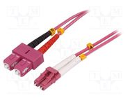 Fiber patch cord; OM4; LC/UPC,SC/UPC; 0.5m; LSZH; pink; Øcable: 2mm 