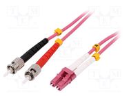 Fiber patch cord; OM4; LC/UPC,ST/UPC; 10m; LSZH; pink; Øcable: 2mm 