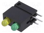 LED; in housing; 3mm; No.of diodes: 2; yellow/green; 20mA; 40° 