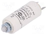 Capacitor: polypropylene; motors, run; 2uF; 420VAC; Ø25x56.5mm KEMET