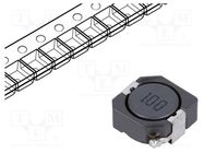 Inductor: wire; SMD; 10uH; 3.45A; 26mΩ; ±20%; 10.3x10.4x5mm Viking