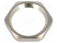 Nut; with earthing; PG9; brass; Thk: 2.8mm; Spanner: 18mm; Thread: PG HUMMEL