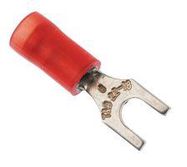 TERMINAL, SPADE/FORK, #6, CRIMP, RED