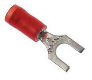 TERMINAL, SPADE/FORK, #8, CRIMP, RED