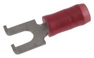 TERMINAL, SPADE/FORK, #6, CRIMP, RED