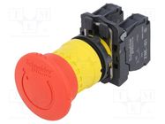 Switch: emergency stop; 22mm; Stabl.pos: 2; NC + NO; red; none; IP66 