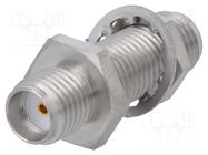 Coupler; SMA female,both sides; straight; 50Ω; PTFE; gold-plated 