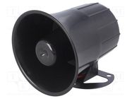 Sound transducer: siren; dynamic; 6 tones; 1300mA; Ø: 105mm; 12VDC 