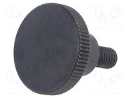 Knob; Ø: 24mm; Ext.thread: M6; 12mm; H: 15mm; steel; knurled ELESA+GANTER