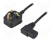 Cable; 3x0.75mm2; BS 1363 (G) plug,IEC C13 female 90°; PVC; 1.5m LIAN DUNG