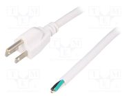 Cable; 3x16AWG; NEMA 5-15 (B) plug,wires; PVC; 5m; white; 13A; 125V LIAN DUNG