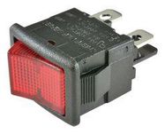 SWITCH, ROCKER, SPST, 10A, 250V, RED