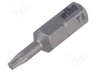 Screwdriver bit; Torx®; TX08; Overall len: 25mm; STANDARD WIHA