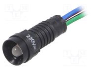 Indicator: LED; recessed; red/green/blue; 230VAC; Ø11mm; IP40 