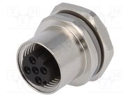 Connector: M12; socket; PIN: 4; female; D code-Ethernet; soldering TE Connectivity