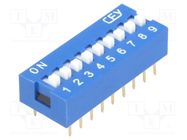 Switch: DIP-SWITCH; Poles number: 9; ON-OFF; 0.05A/12VDC; Pos: 2 NINIGI