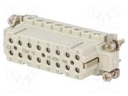 Connector: HDC; contact insert; female; CDA; PIN: 16; 16+PE; 16A ILME