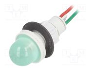 Indicator: LED; prominent; green; 24VDC; 24VAC; Ø13mm; leads 300mm 