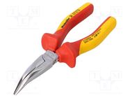 Pliers; insulated,straight,half-rounded nose; steel; 160mm 