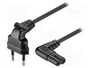 Cable; CEE 7/16 (C) plug angled,IEC C7 female angled; PVC; 1m Goobay